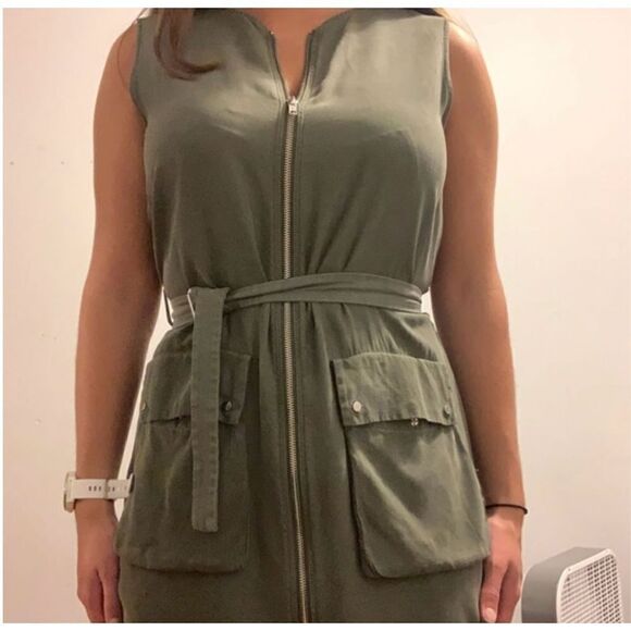 & other stories khaki belted dress size 6 - Picture 7 of 7